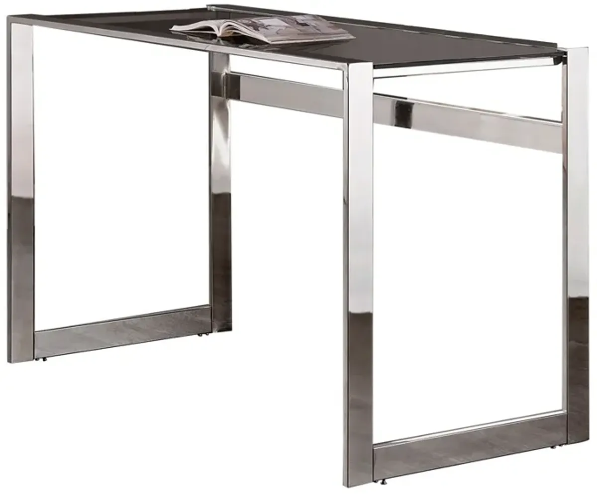 Elegantly Charmed Metal Writing Desk, Silver-Benzara