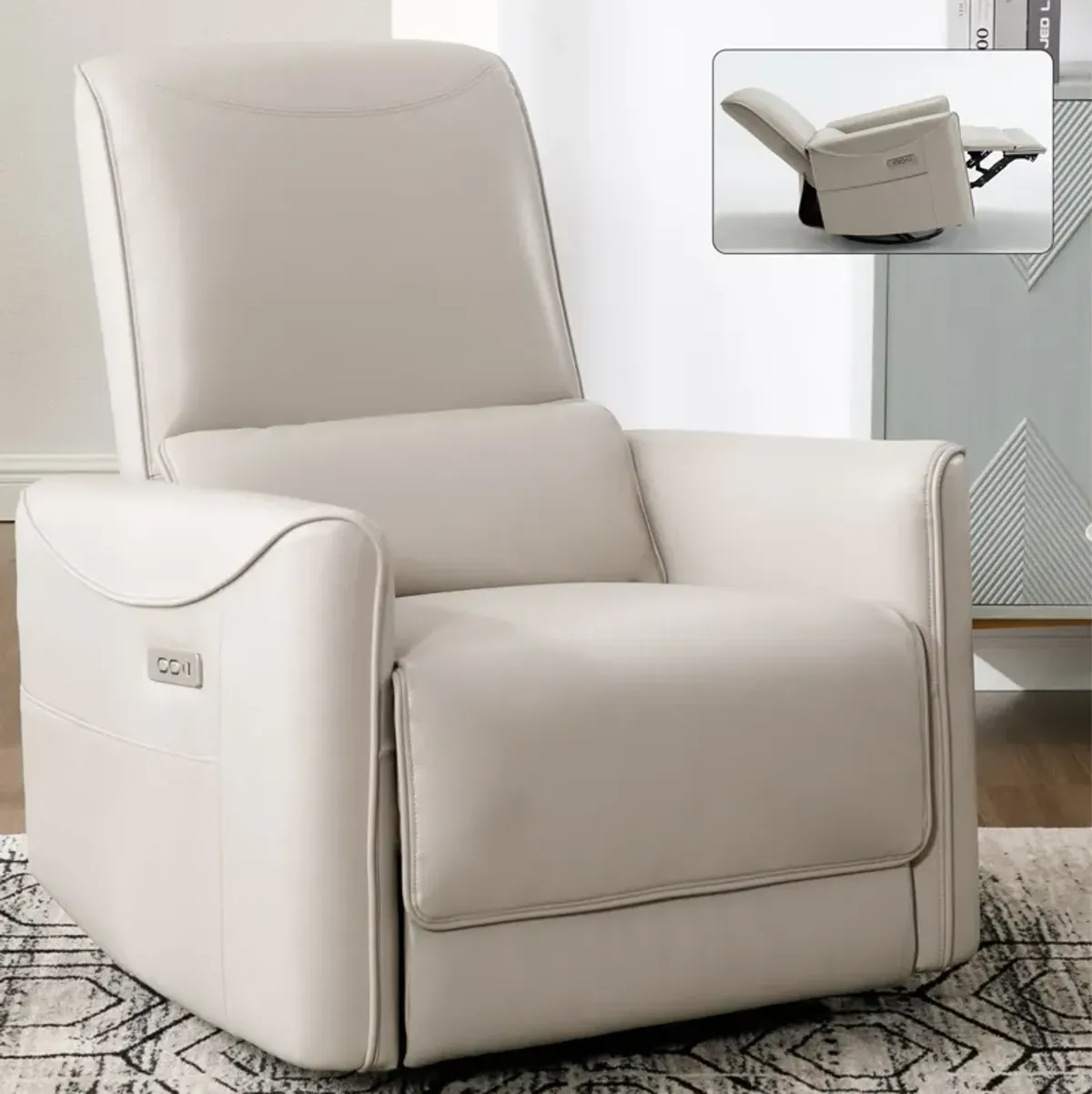 Mondawe Swivel and Rocker Power Recliner Chair, Heavy Duty Motion Mechanism with USB and Type-C Ports