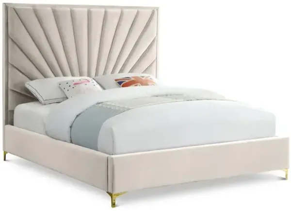 Meridian Furniture Eclipse Cream Velvet Queen Bed