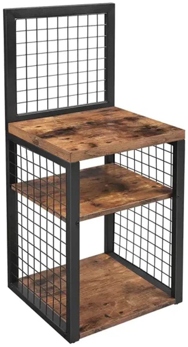 Hivvago Nightstand with Grid Wall Panel Rustic Brown