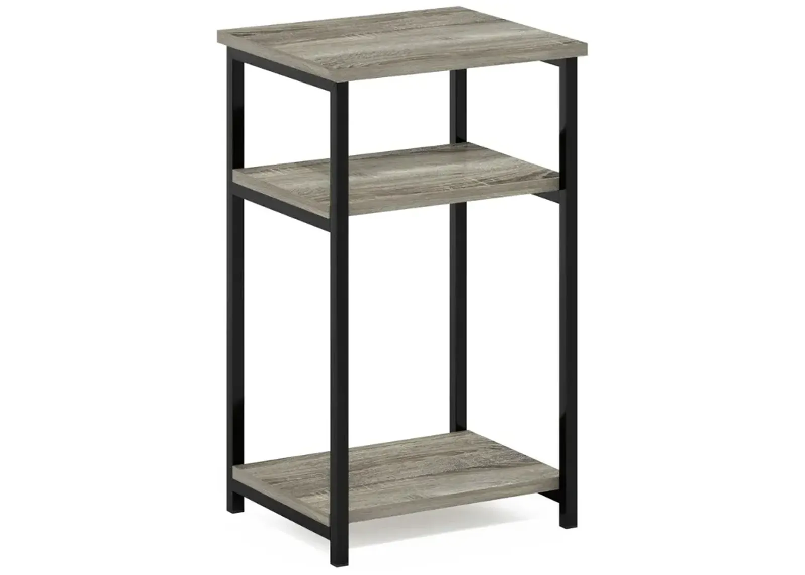 Furinno Just 3-Tier Industrial Metal Frame End Table with Storage Shelves, 1-Pack, French Oak