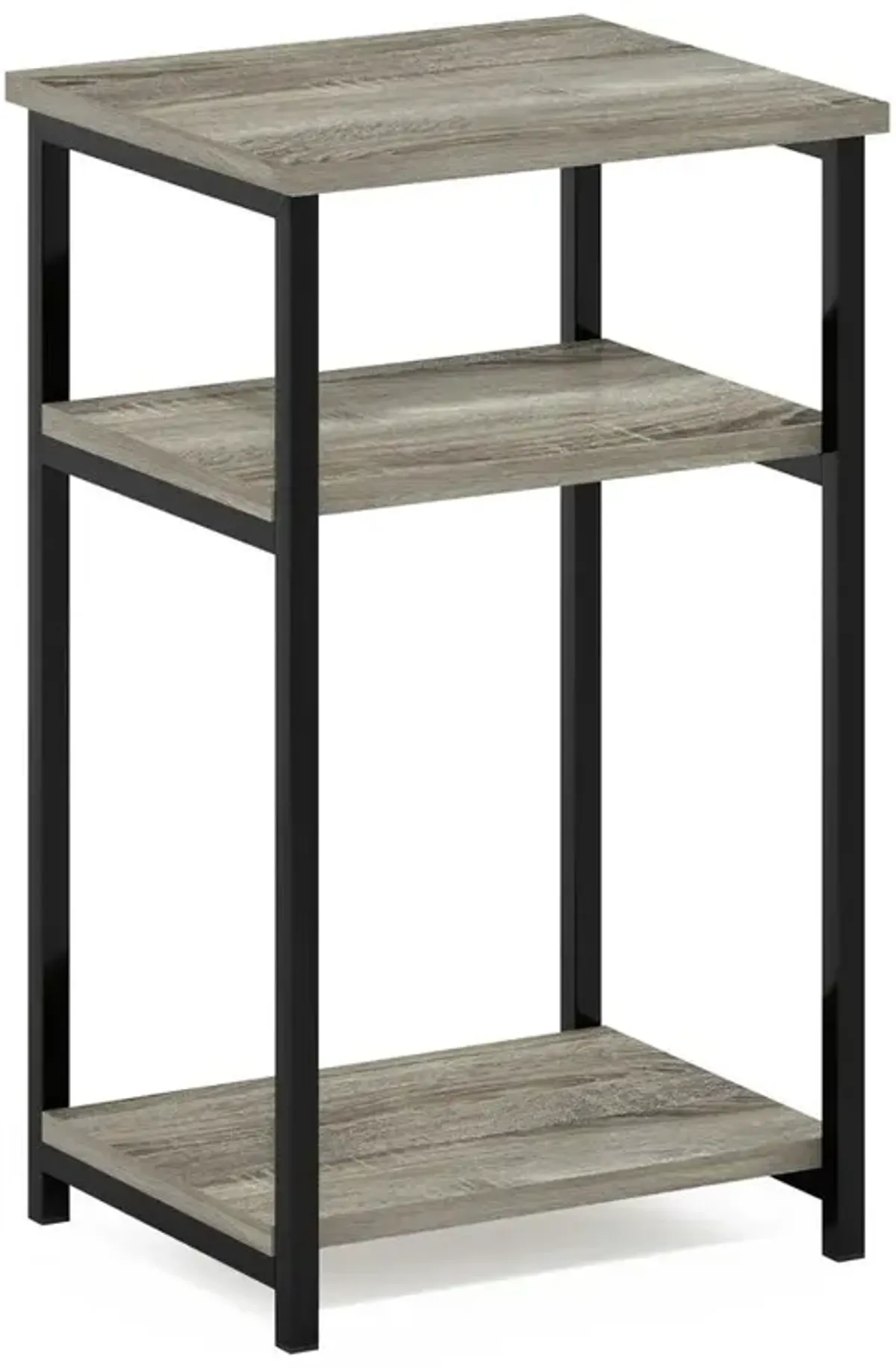 Furinno Just 3-Tier Industrial Metal Frame End Table with Storage Shelves, 1-Pack, French Oak