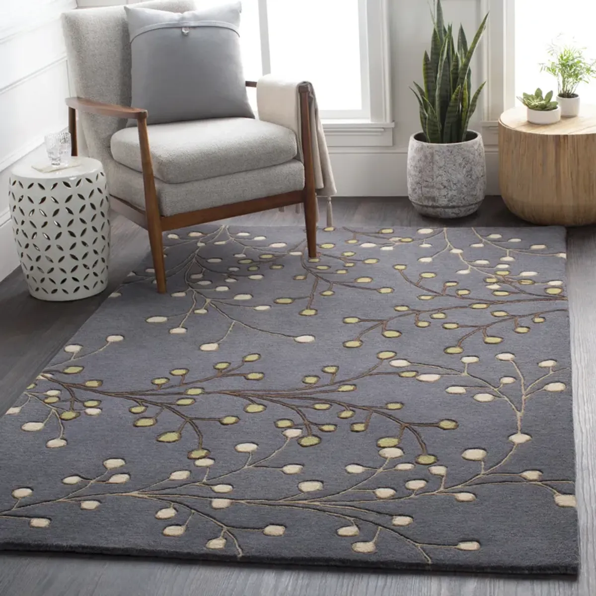 Athena ATH-5053 6' Round Gray Rug