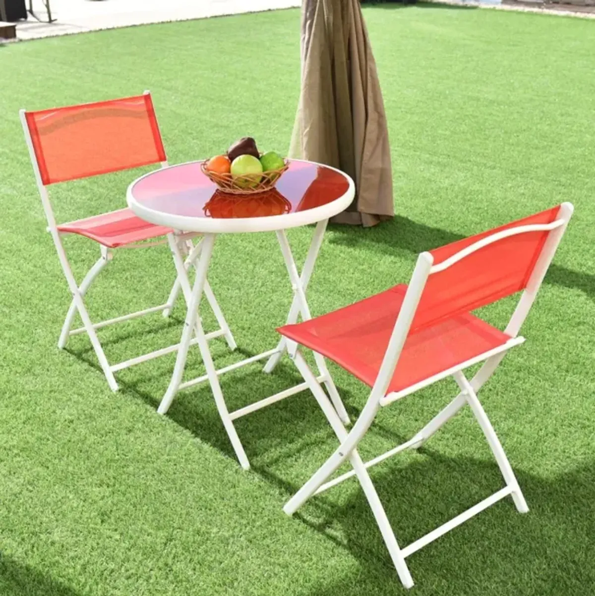 Hivvago 3 Pieces Patio Folding Bistro Set for Balcony or Outdoor Space