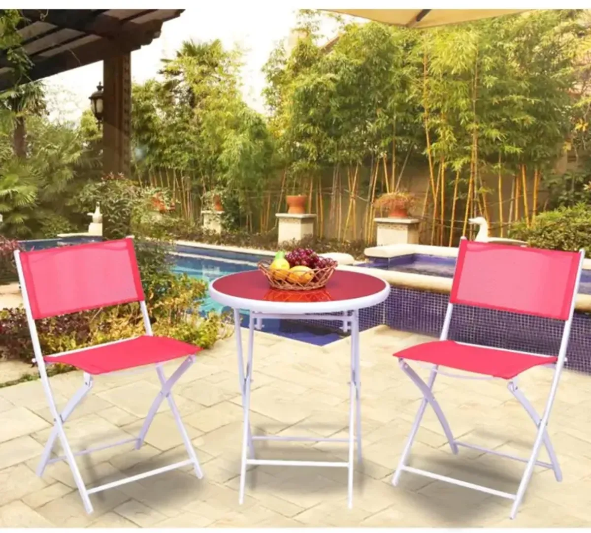 Hivvago 3 Pieces Patio Folding Bistro Set for Balcony or Outdoor Space