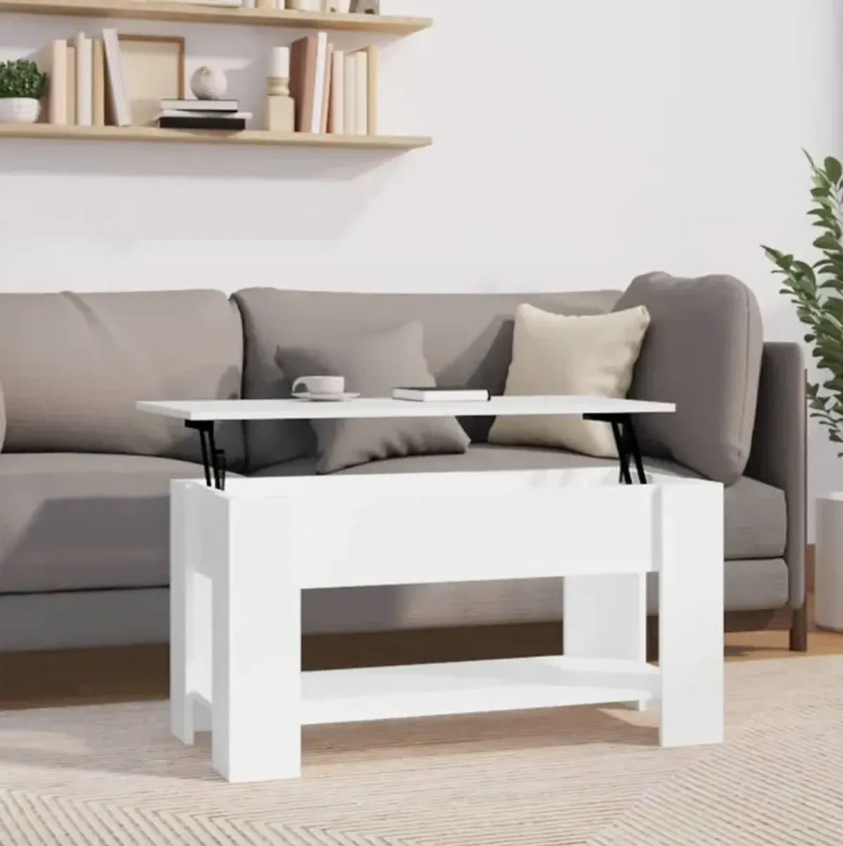 Coffee Table High Gloss White 39.8"x19.3"x20.5" Engineered Wood