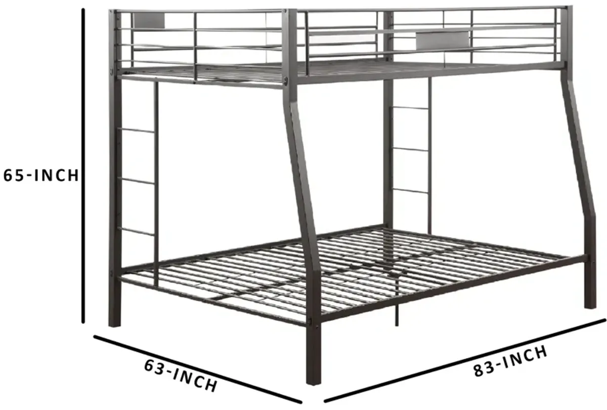 Metal Full XL/Queen Bunk Bed, Black Sand-Benzara