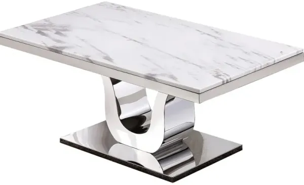 Best Quality Furniture Marble Top Coffee Table with Stainless Steel Base