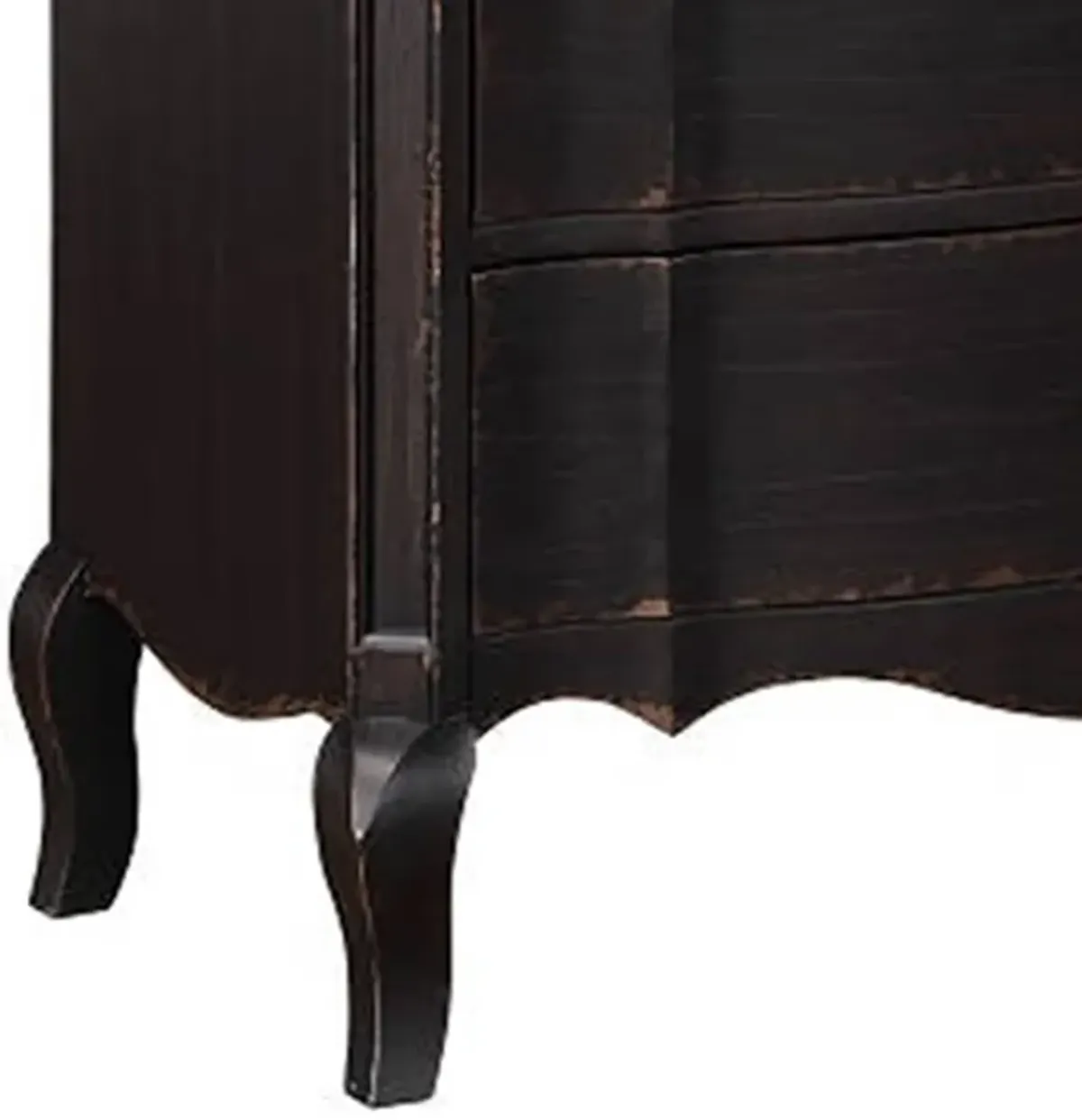 Benjara Ola 64 Inch Wide Dresser, 6 Drawers, Cabriole Legs, French Style, Black and Chrome