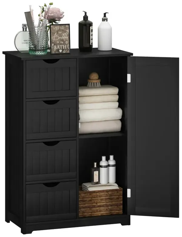 Costway 4 Drawer Freestanding Bathroom Floor Cabinet Adjustable Storage Cupboard