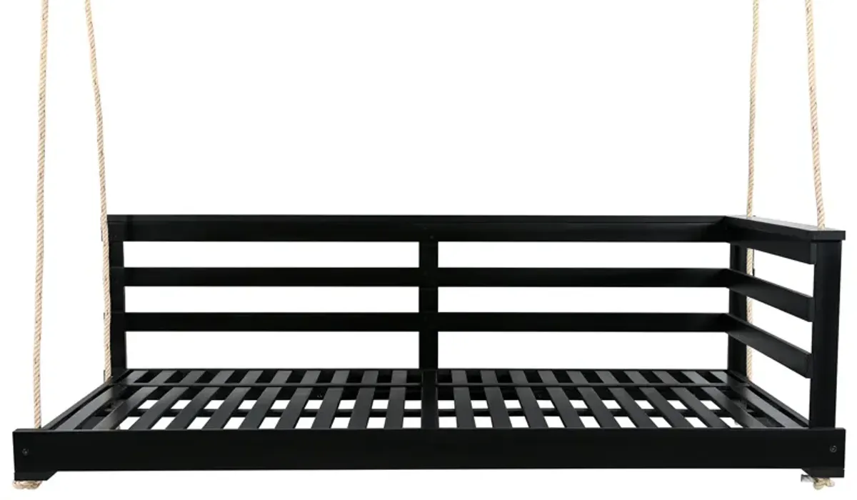 Merax Acacia Wood Porch Swing Bed for Outdoor