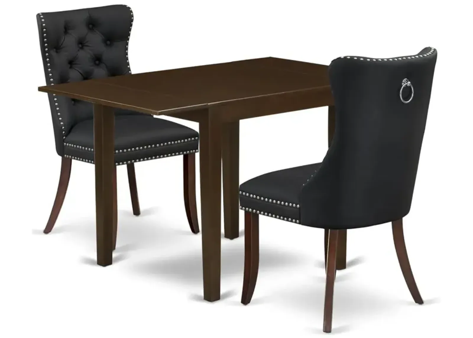 3 Piece Dinette Set Consists of a Rectangle Dining Table with Dropleaf