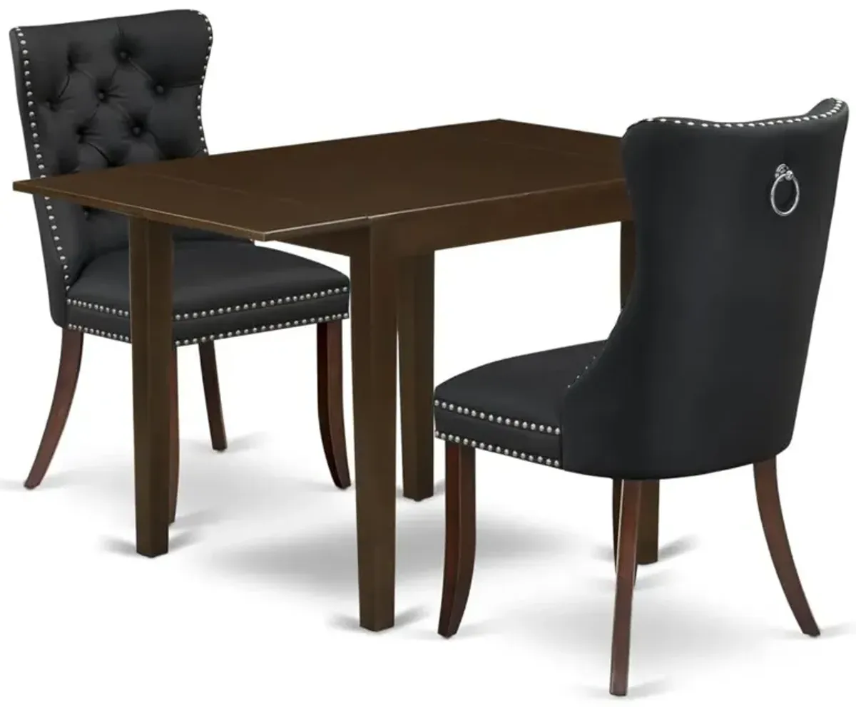 3 Piece Dinette Set Consists of a Rectangle Dining Table with Dropleaf