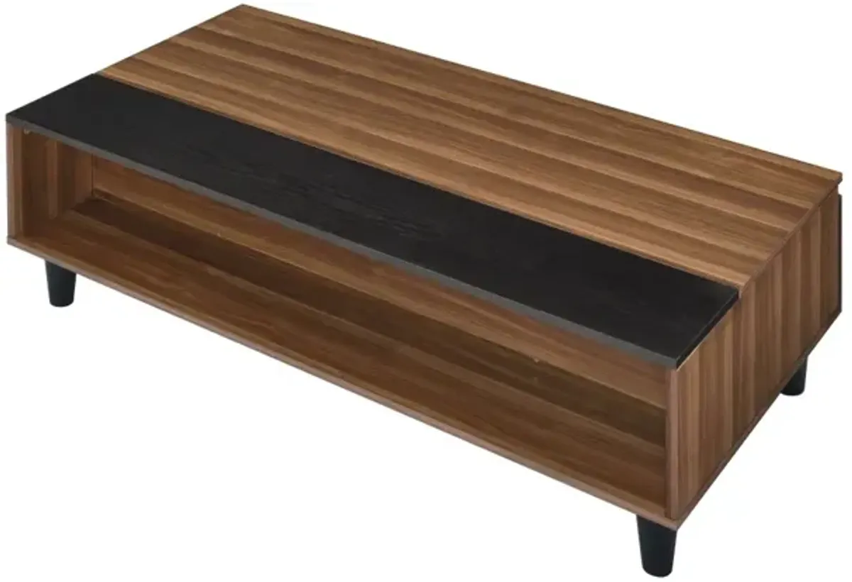 Avala Coffee Table with Lift Top, Walnut Black