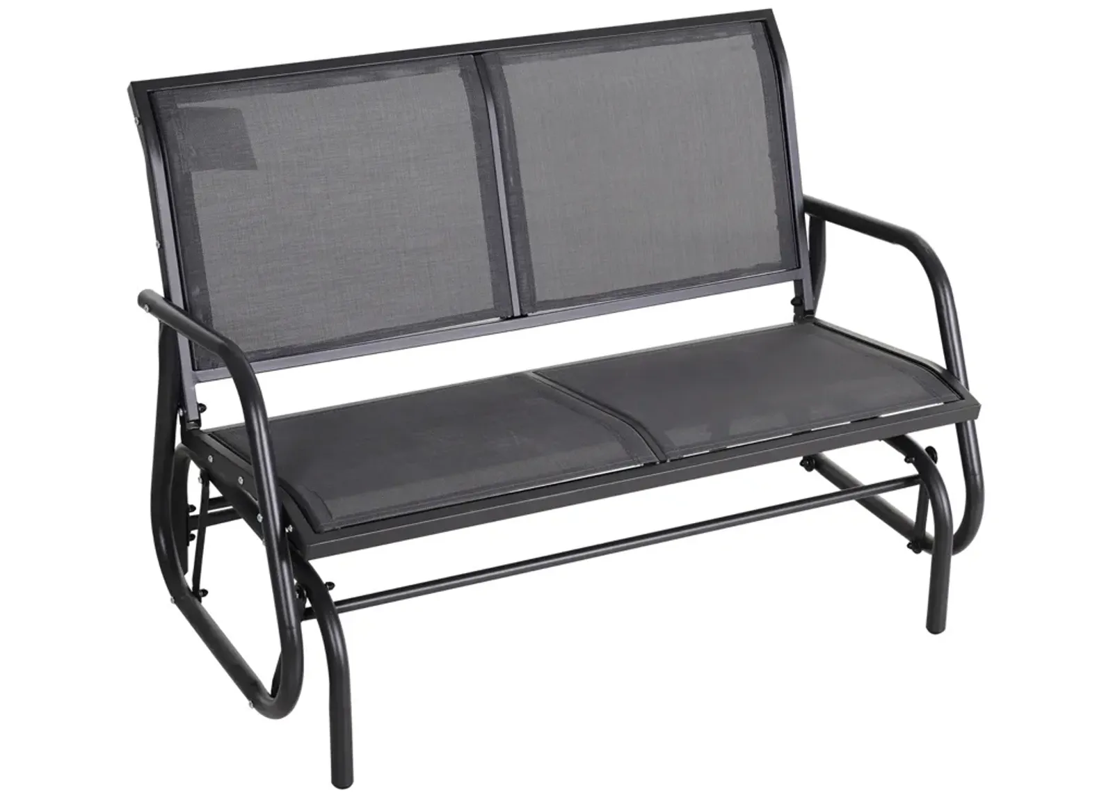 Outsunny 2-Person Outdoor Glider Bench, Patio Double Swing Rocking Chair Loveseat w/ Powder Coated Steel Frame for Backyard Garden Porch, Gray