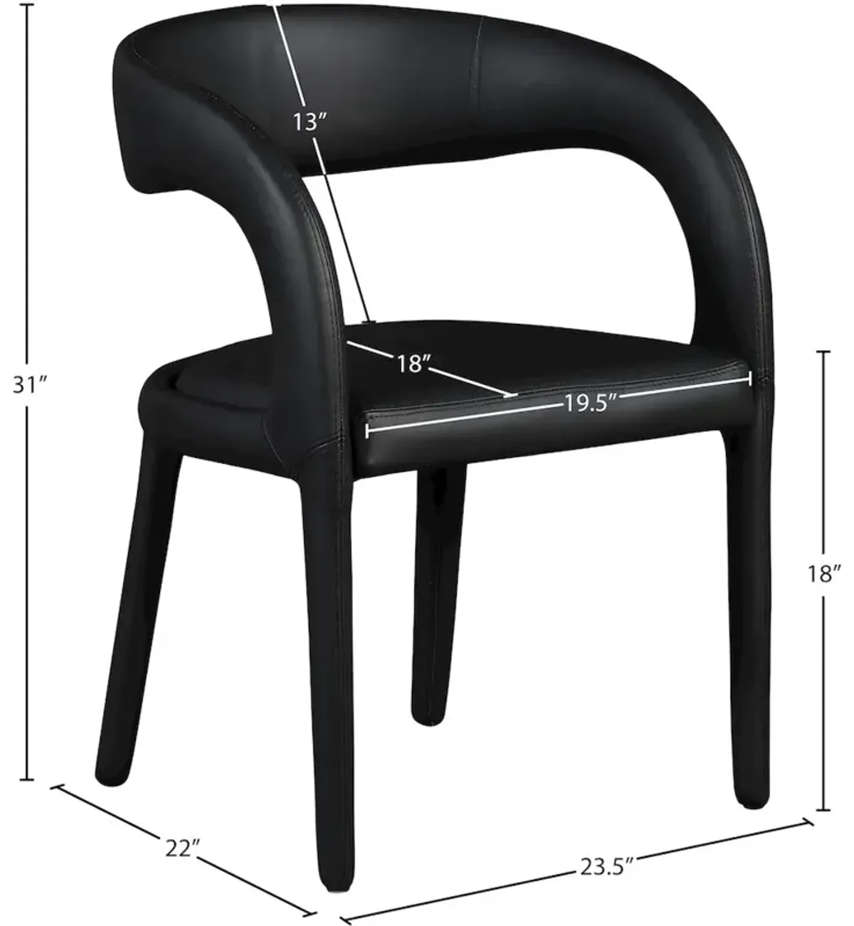Meridian Furniture Sylvester Black Vegan Leather Dining Chair