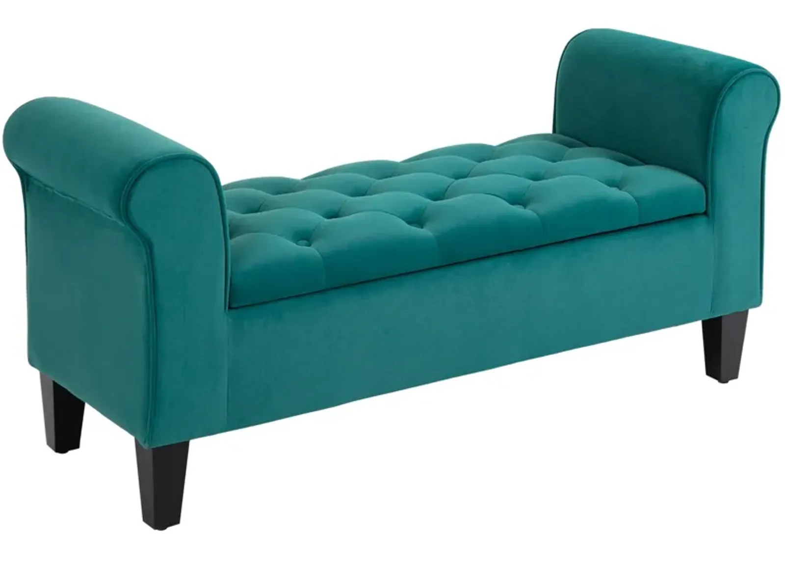 Green Elegant Storage: Tufted Ottoman Bench with Folding Design