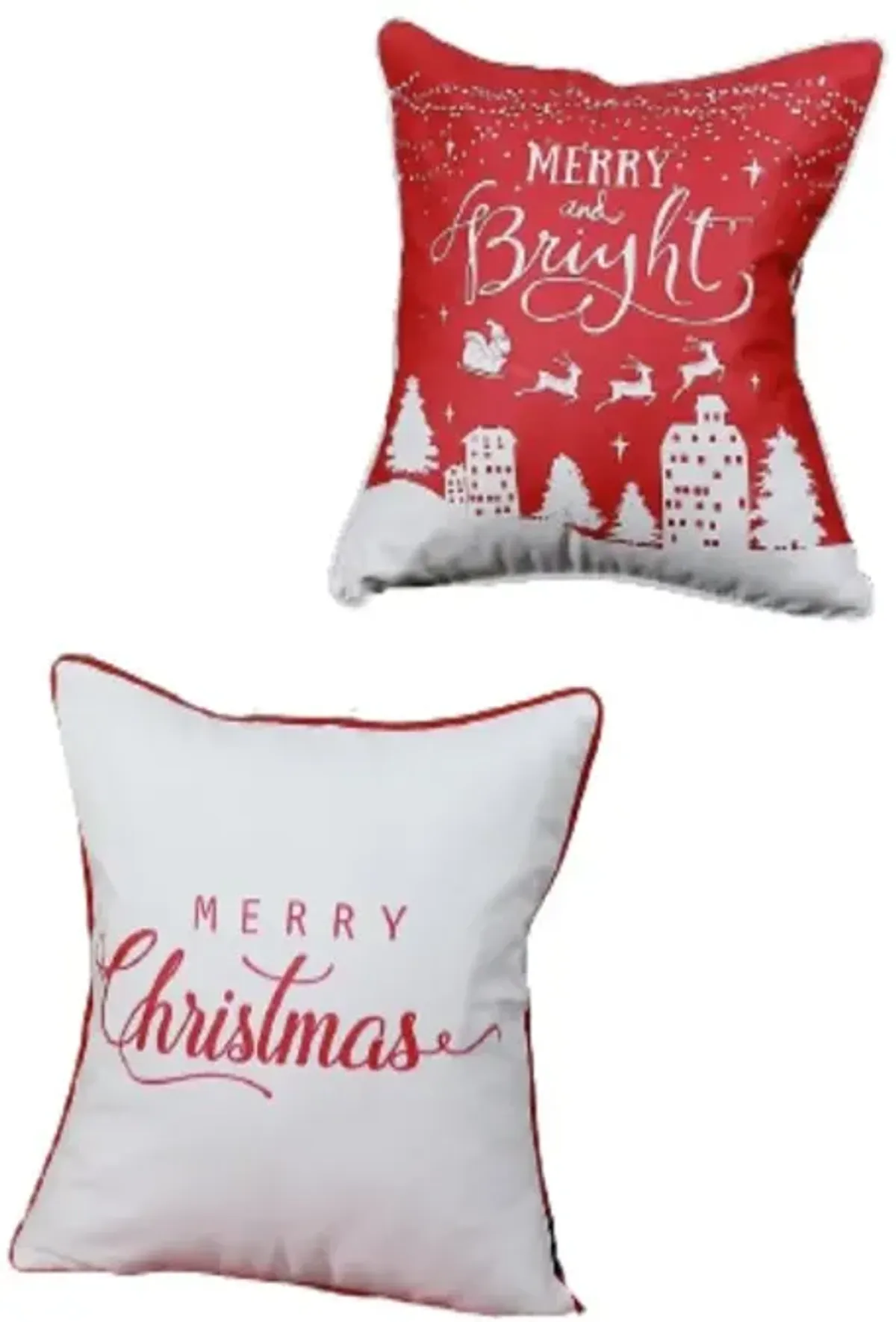 Homezia Set Of 4 18" Merry Christmas Gift Throw Pillow Cover In Multicolor