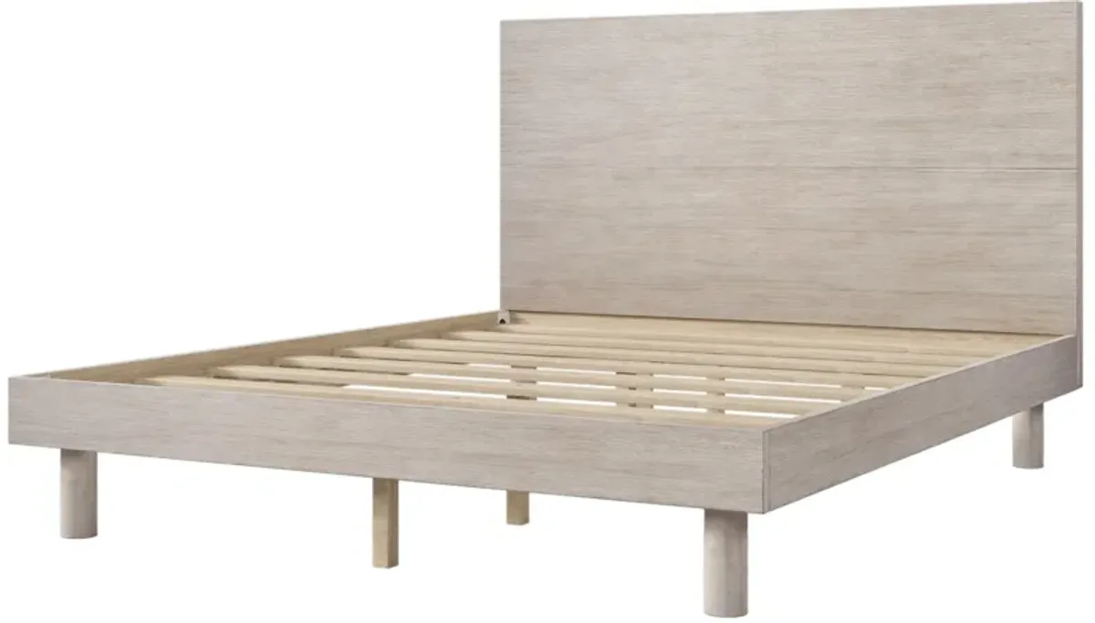 Merax Modern Concise Style Solid Wood Grain Platform Bed Frame