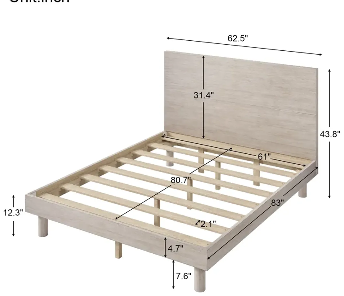 Merax Modern Concise Style Solid Wood Grain Platform Bed Frame