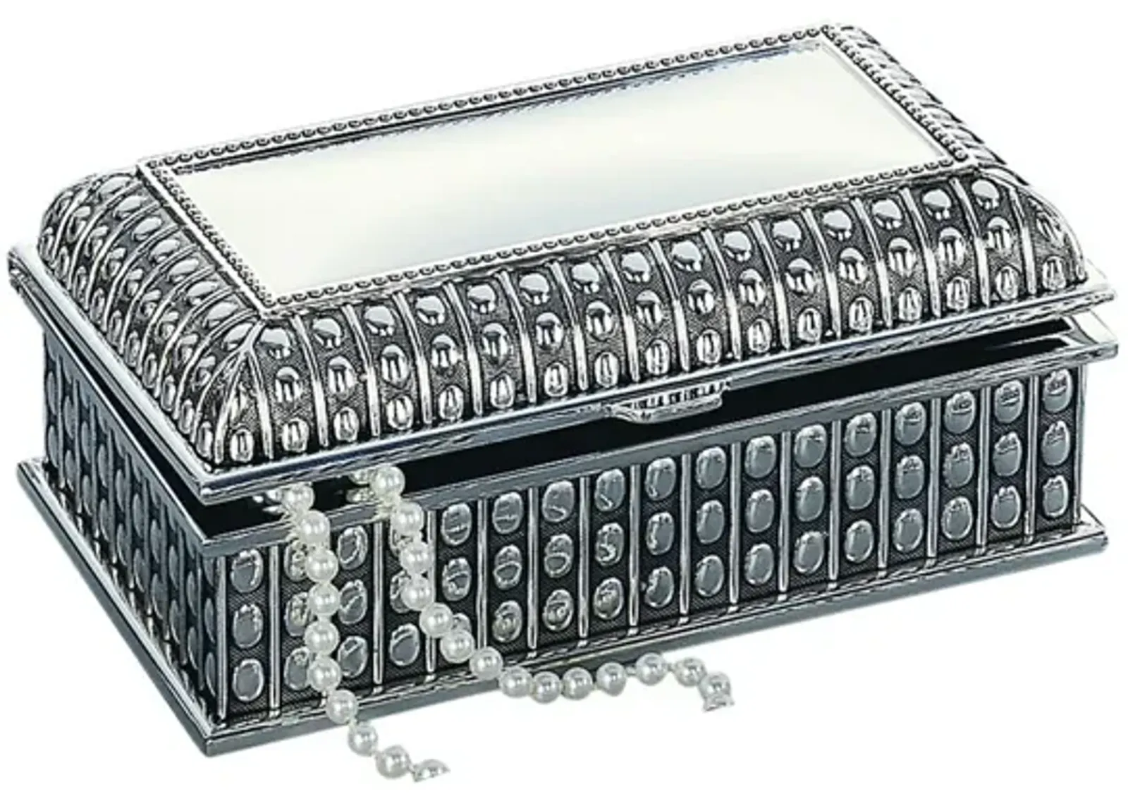 4" Silverplated Rectangular Box with Beaded Antique Design