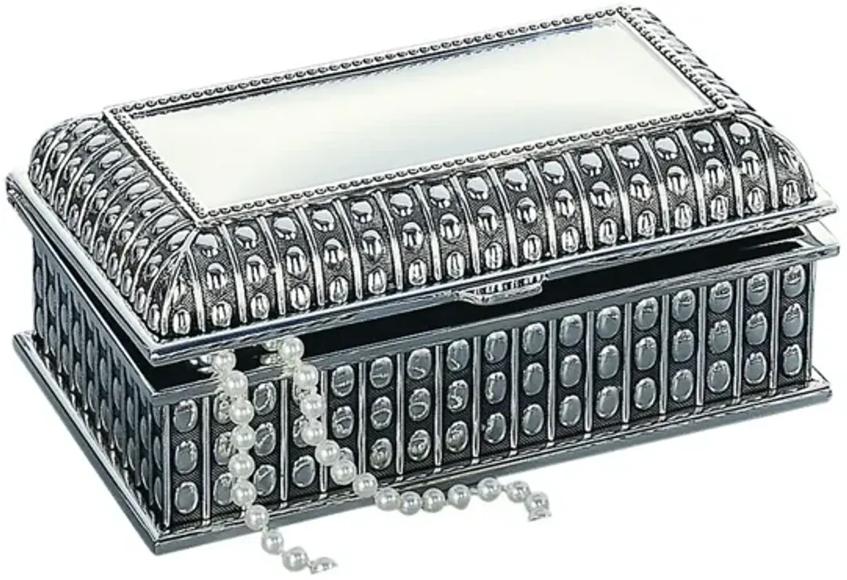 4" Silverplated Rectangular Box with Beaded Antique Design