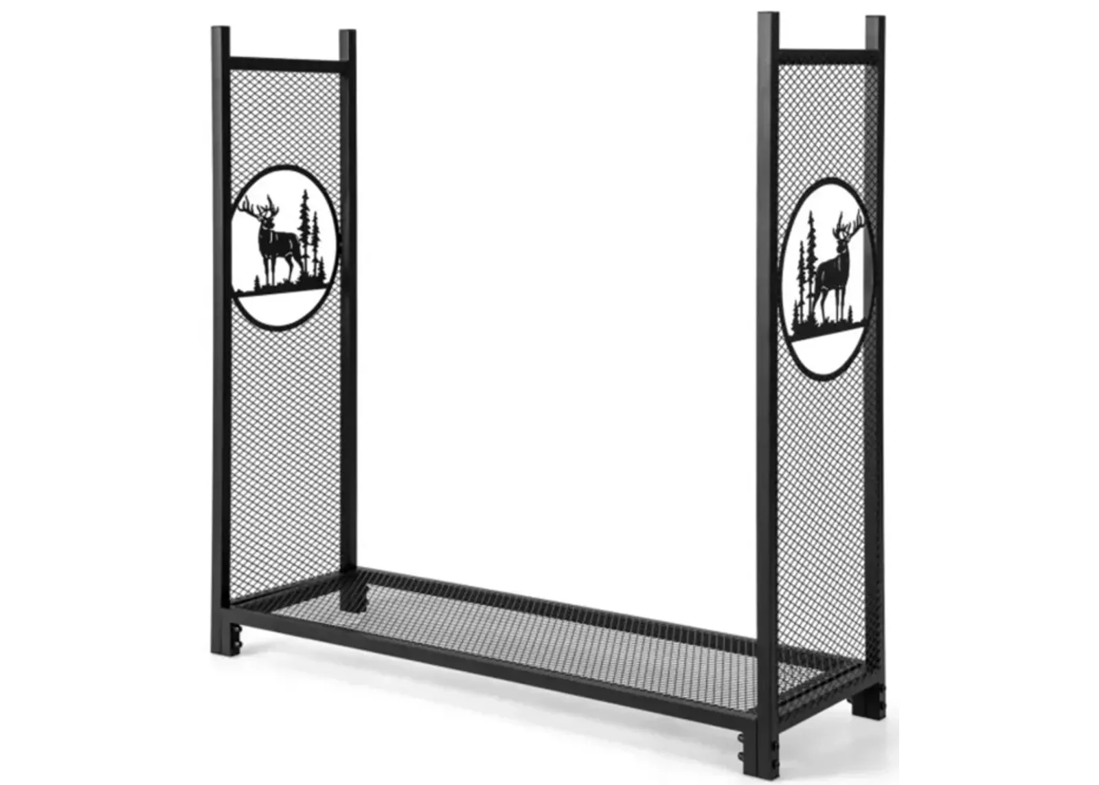 Hivvago 4 Feet Firewood Rack Stand with Mesh Sides