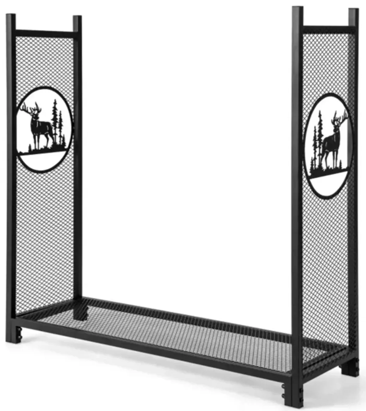 Hivvago 4 Feet Firewood Rack Stand with Mesh Sides