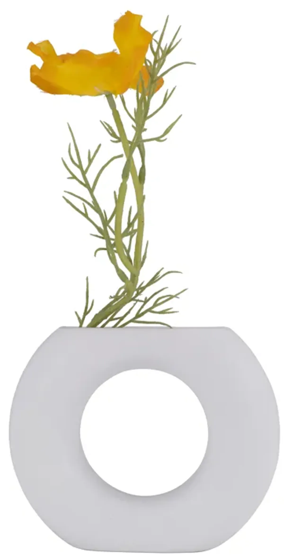 5" Wht Stone Donut CutOut Vase