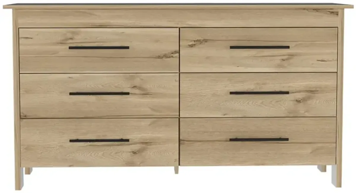 Hms 6 Drawer Double Dresser, Four Legs, Superior Top -White