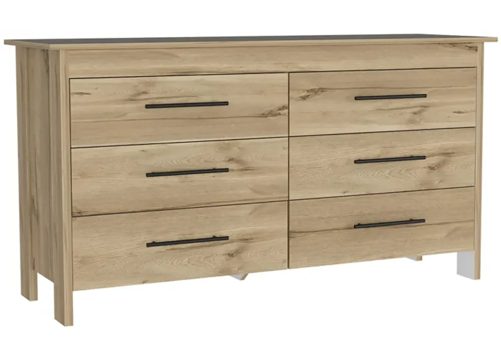 Hms 6 Drawer Double Dresser, Four Legs, Superior Top -White