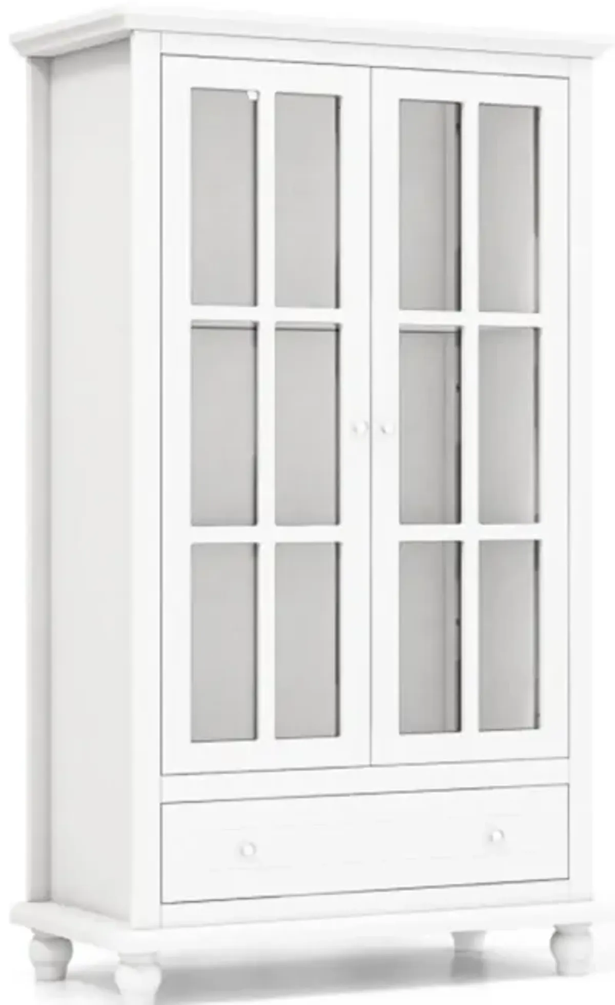 Hivvago 55 Inch Bookcase Cabinet with Tempered Glass Doors