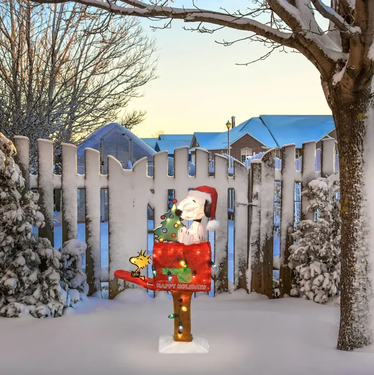 32" LED Lighted Peanuts Snoopy on Mailbox Outdoor Christmas Decoration - Clear Lights