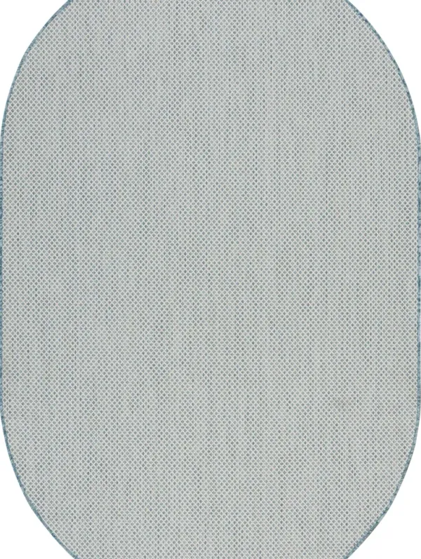 Courtyard COU01 Ivory/Aqua 5' x 8' Oval Rug