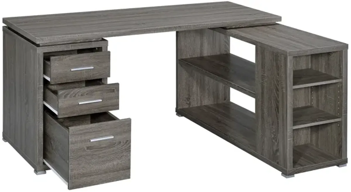 Modern Style Wooden Office Desk, Gray-Benzara