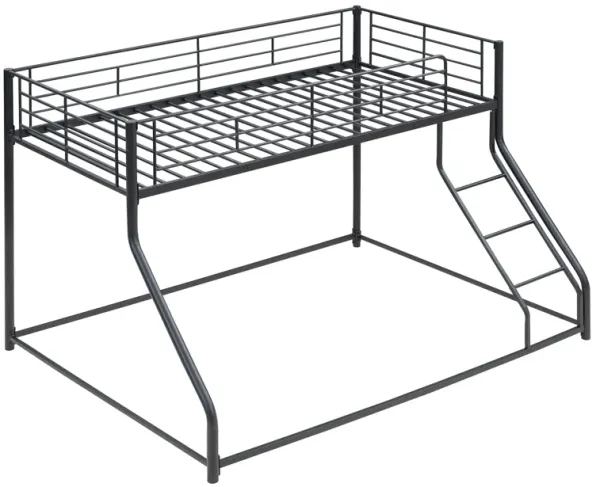 Whisen Stylish Twin XL over Queen Metal Floor Bunk Bed - Black