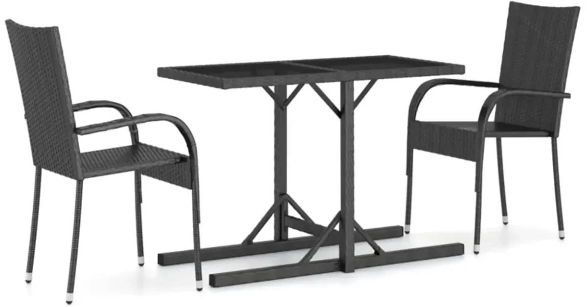 vidaXL 3 Piece Garden Dining Set Black