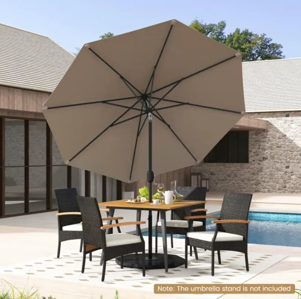 Hivvago 9 FT Outdoor Market Patio Table Umbrella Push Button Tilt Crank Lift