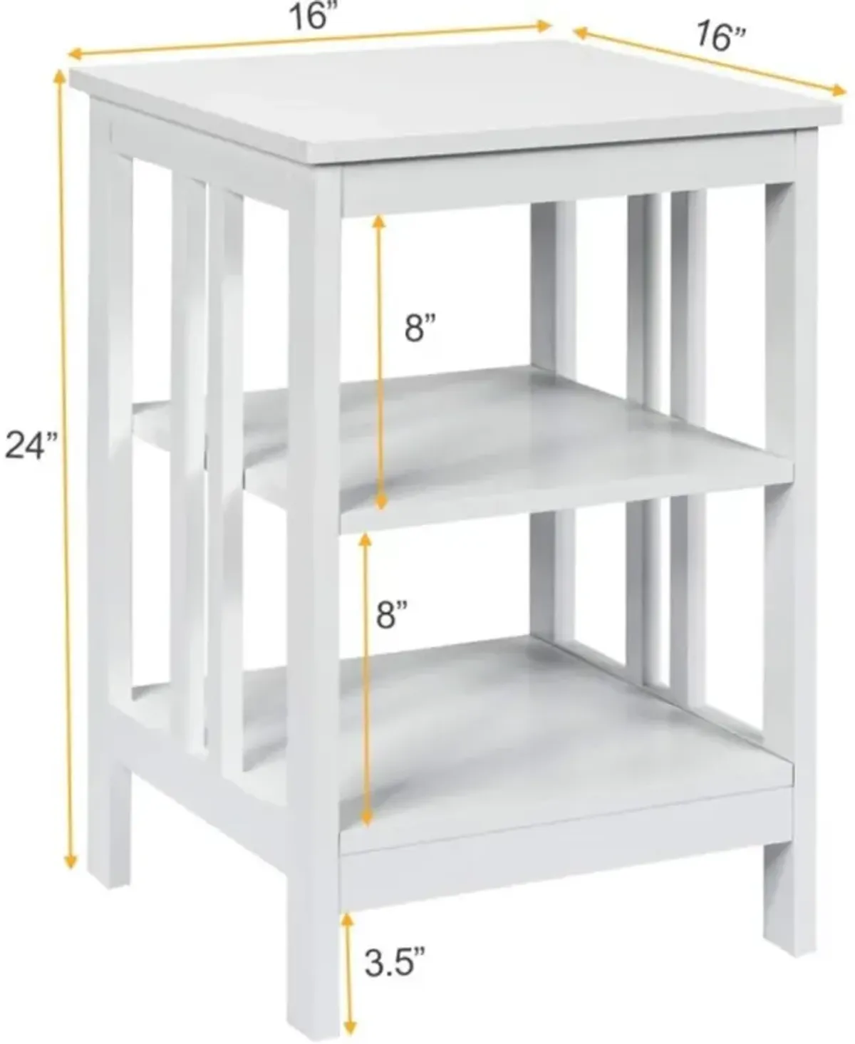 Hivvago 2 Pieces 3-Tier Nightstand with Reinforced Bars and Stable Structure