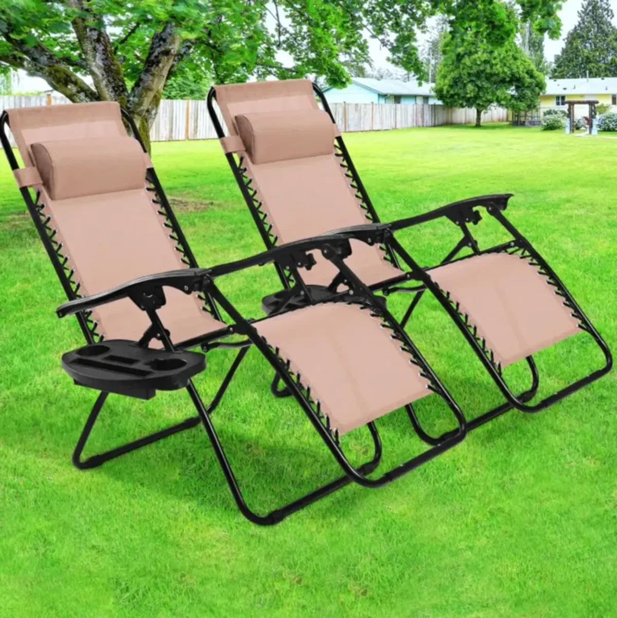 Hivvago 2 Pieces Folding Lounge Chair with Zero Gravity