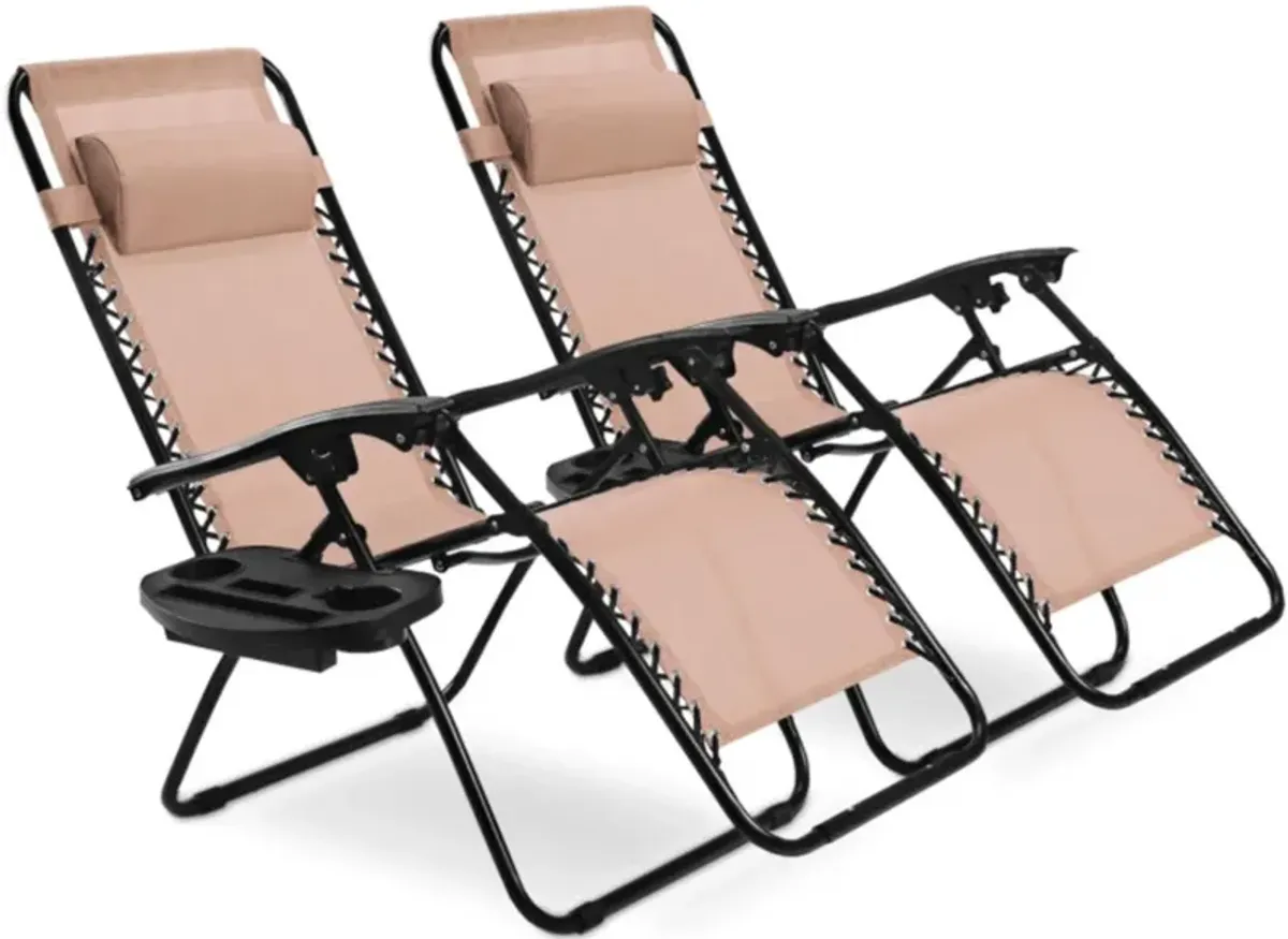 Hivvago 2 Pieces Folding Lounge Chair with Zero Gravity