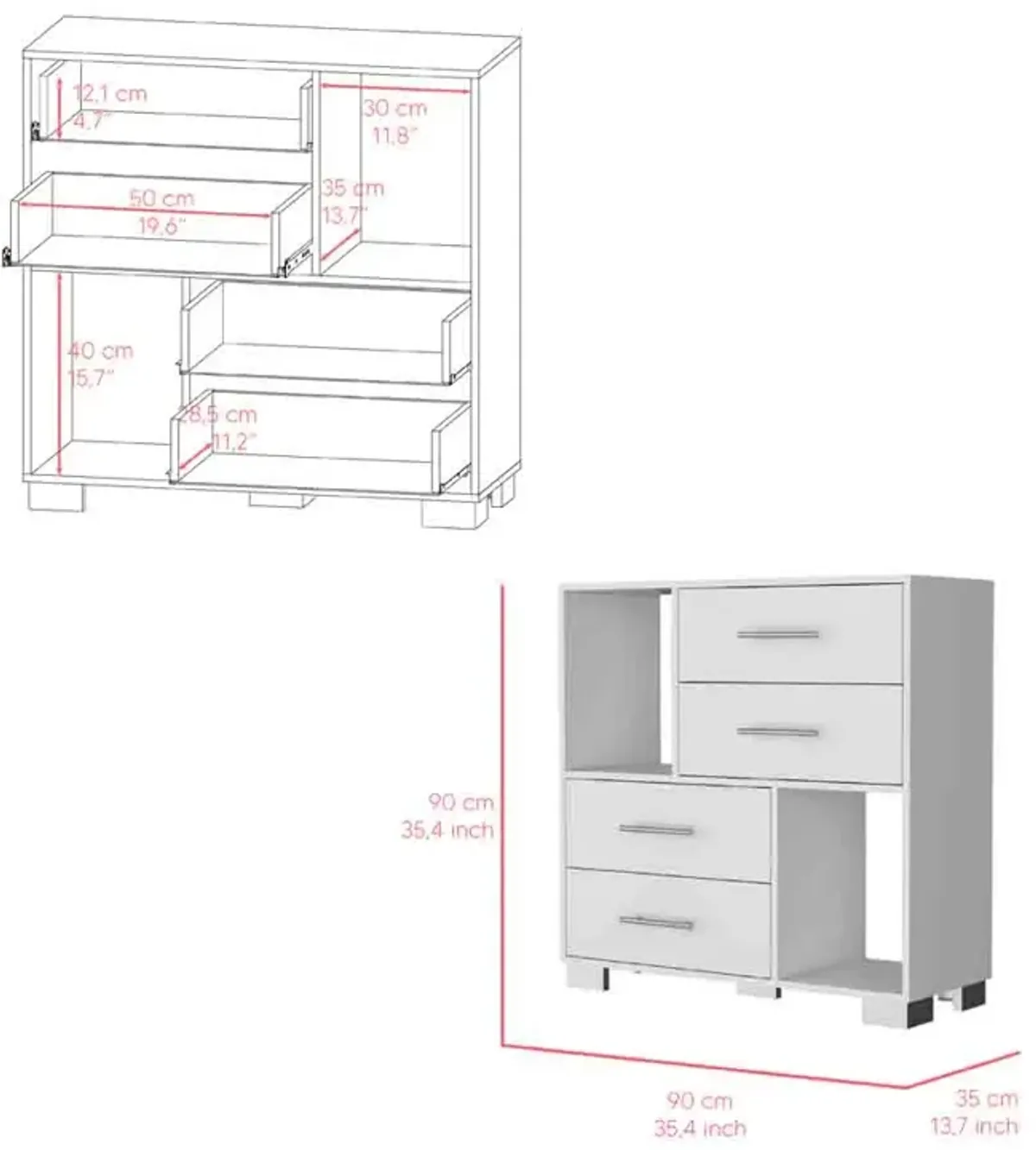 Dresser Hetzs, Bedroom, White