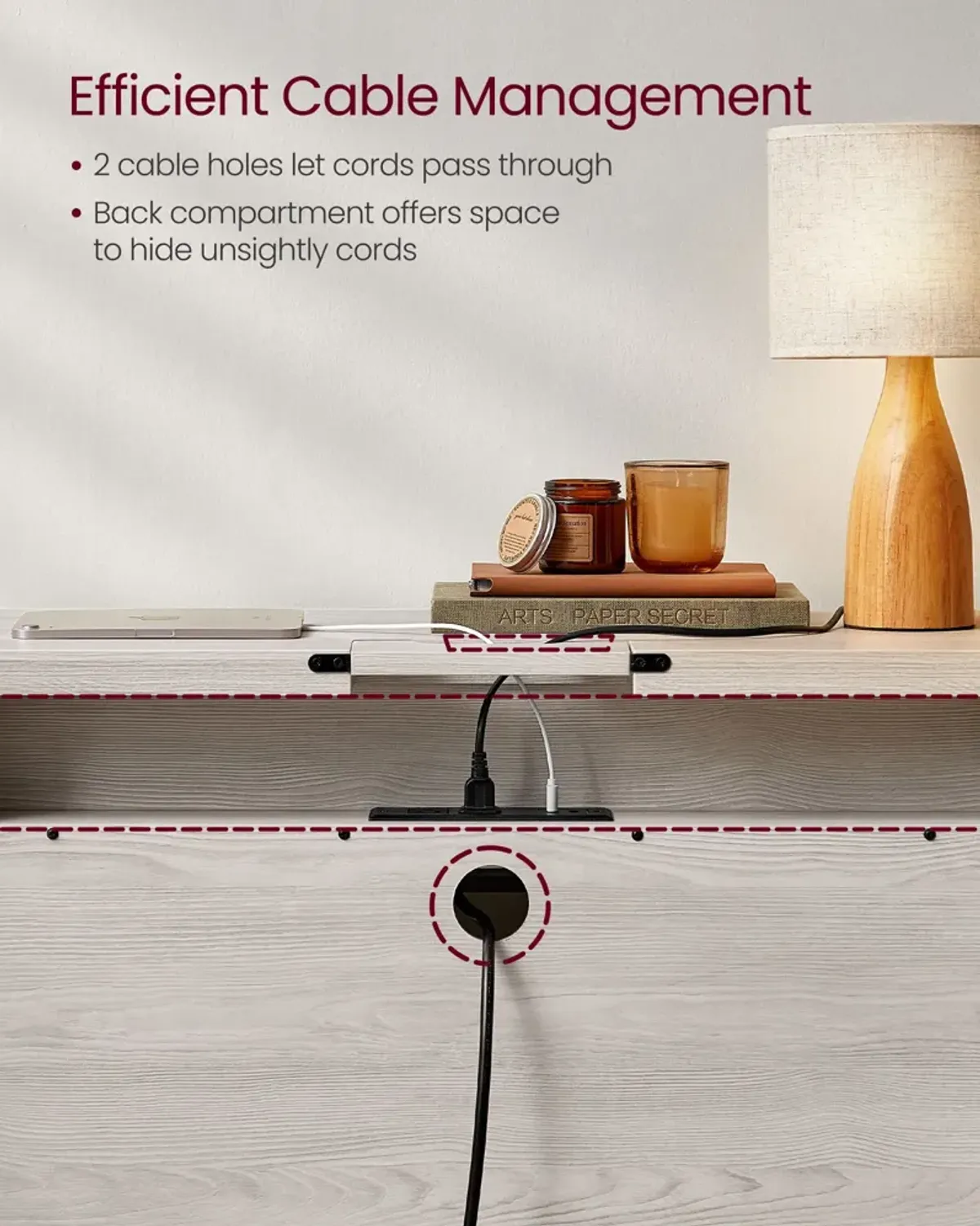 Console Table with Built-In Power Outlets – Modern Entryway Charging Station