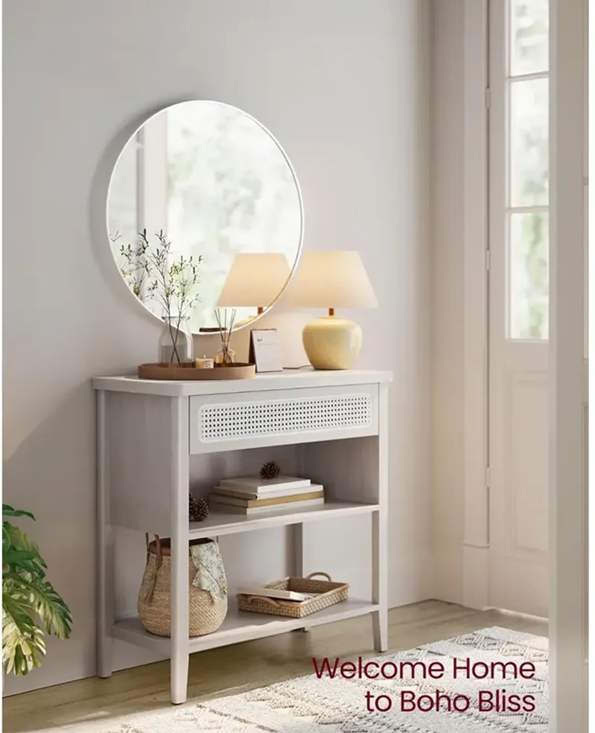 Console Table with Built-In Power Outlets – Modern Entryway Charging Station