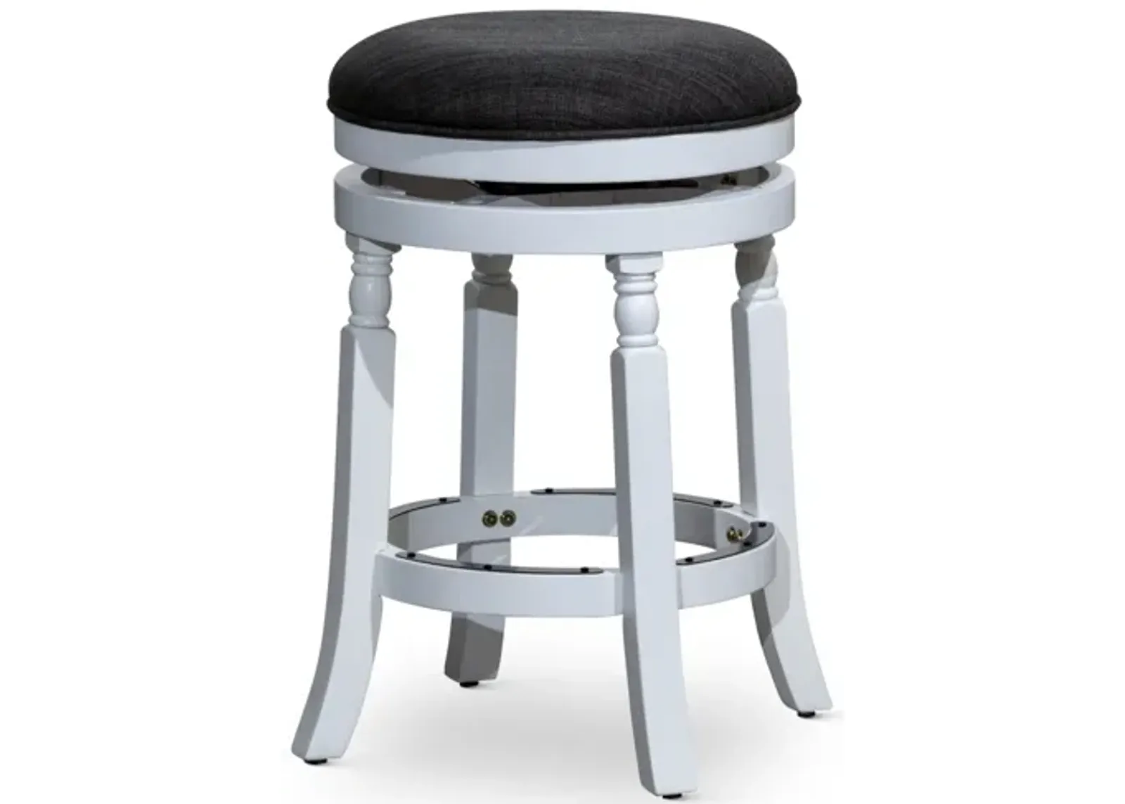 24" Counter Stool, White Finish, Charcoal Fabric Seat