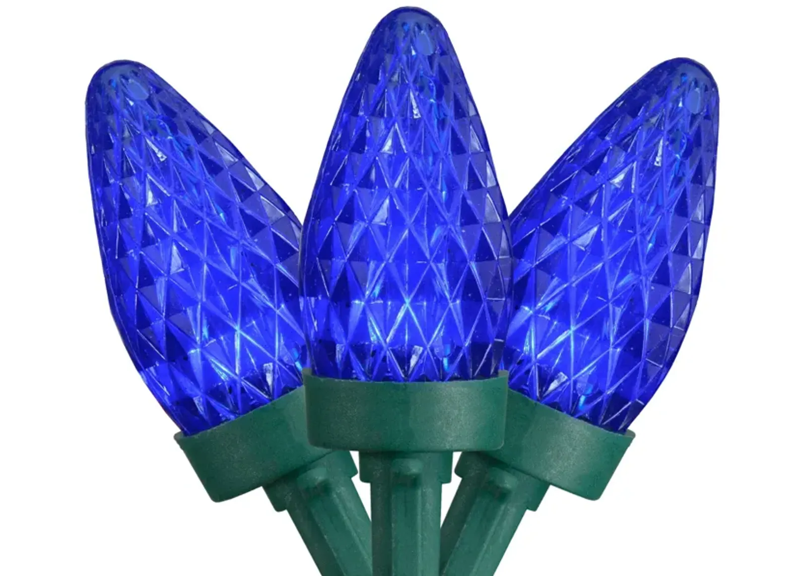 50ct Faceted Blue LED C7 Christmas Lights  20.25ft Green Wire