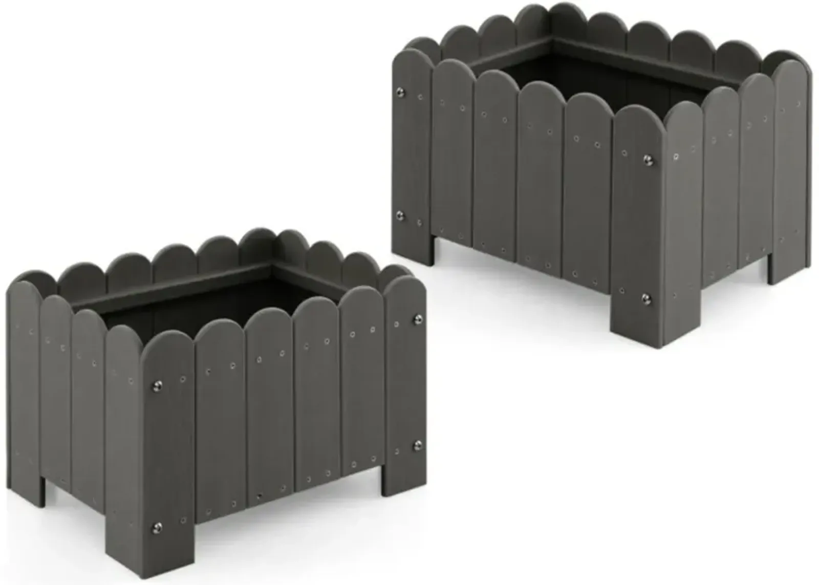 Hivvago 2 Pack Rectangular Planter Box with Drainage Gaps for Front Porch Garden Balcony