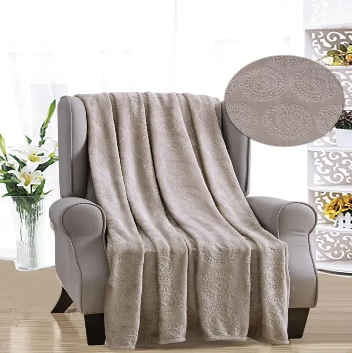 Ceasar Soft Plush Contemporary Embossed Collection All Season Throw