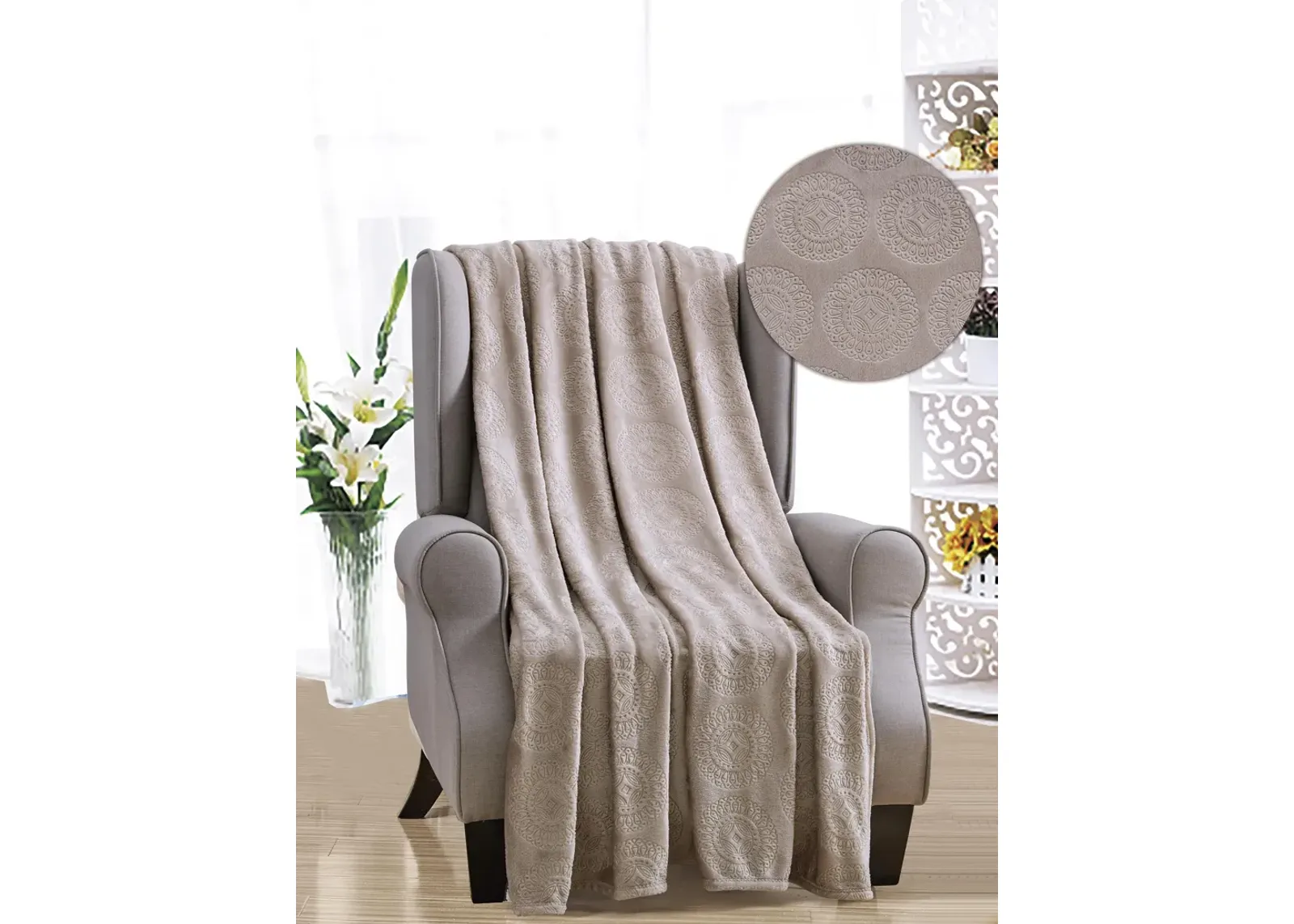 Ceasar Soft Plush Contemporary Embossed Collection All Season Throw