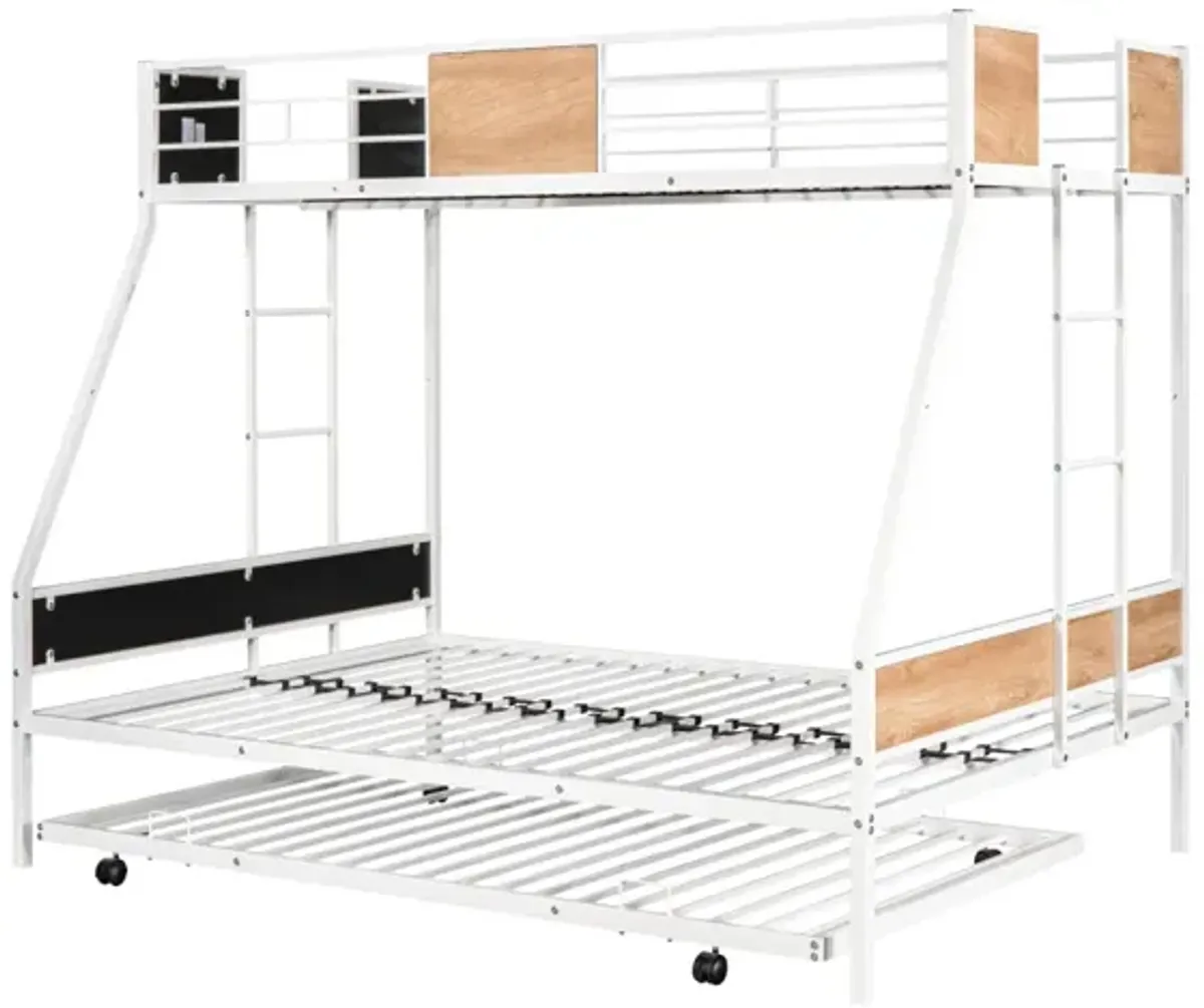 Sturdy Metal Bunk Bed with Trundle & Safety Features